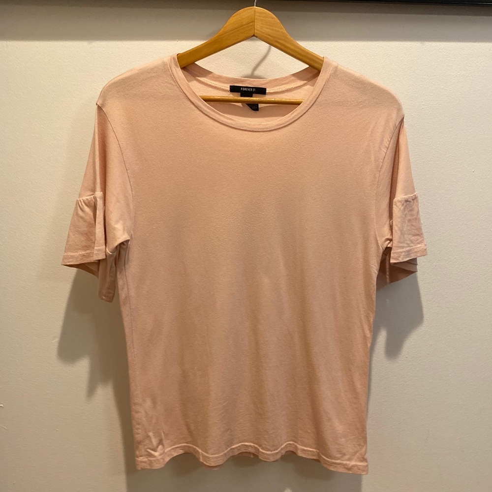 Forever21 Pink Ruffle Sleeve Top